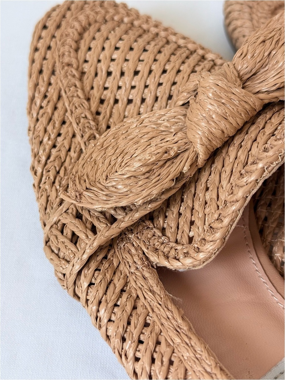 Charles David Woven Raffia Bow Loafers Beige Tan Slip On Flats Women's 10M - Picture 6 of 9